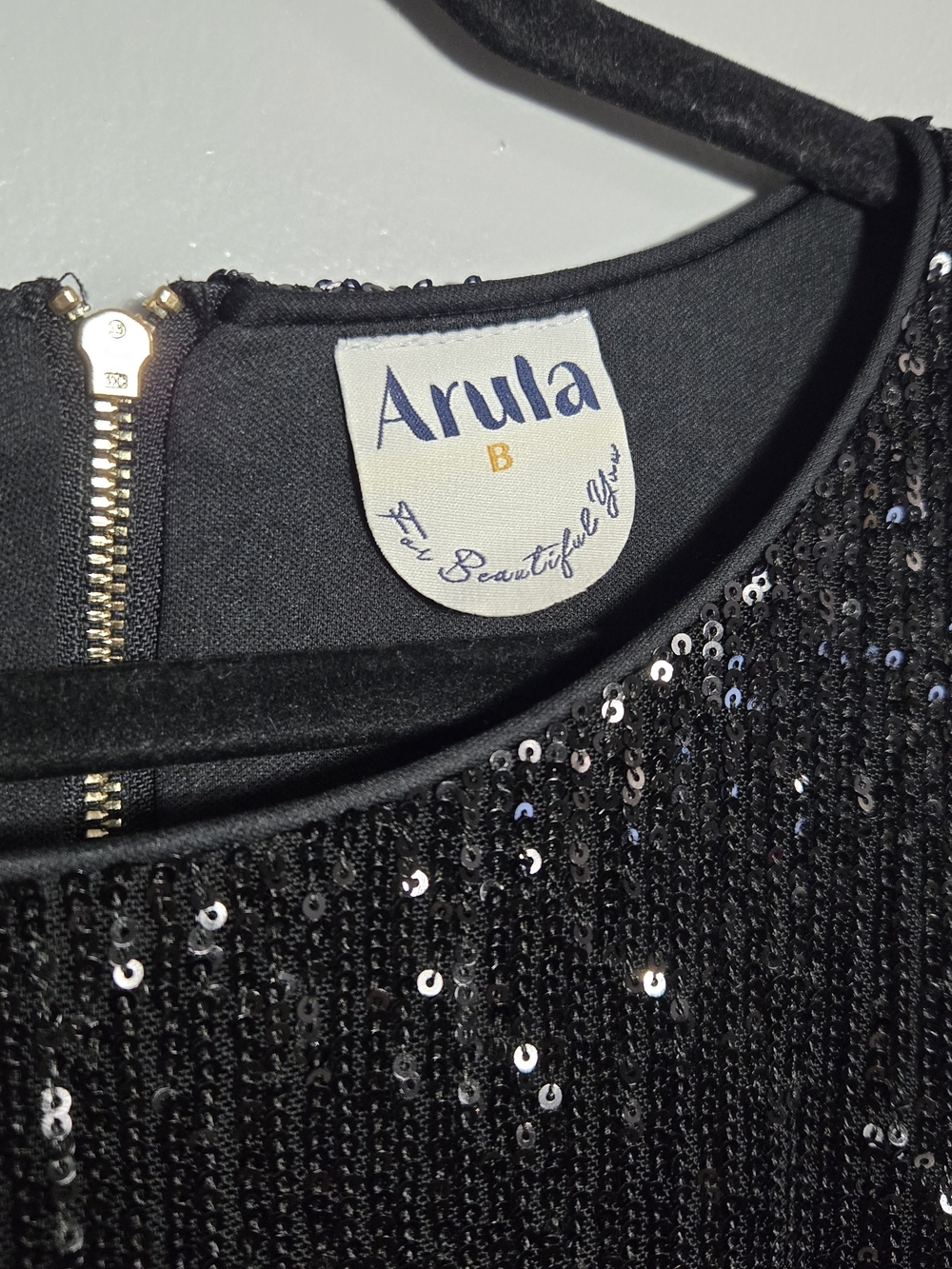 Arula NWT Black Sequin Short Sleeve Shift Mini Dress Holiday Party Size B 2X - Picture 5 of 7